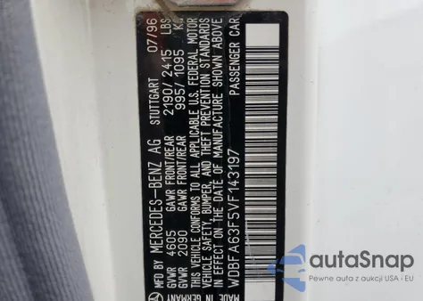 1997 Mercedes-Benz Sl 320 z USA, uszkodzony, nr VIN WDBFA63F5VF143197